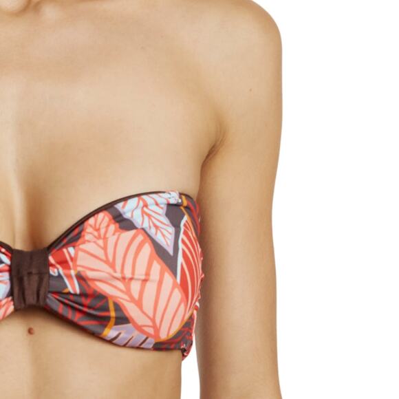 Maaji Bouquet Ebony Brown Reversible Puff Sleeve Crop Bikini Top - Picture 4 of 13